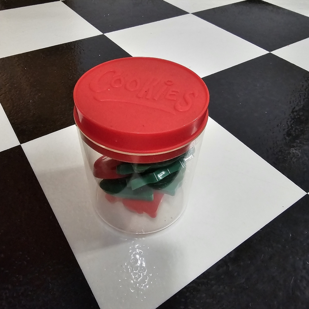 Set Of 10 Christmas Cookie Cutters Red and Green Cookie Jar Baking Santa Claus